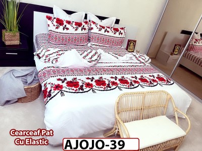 Lenjerie din finet 6 piese si cearceaf cu Elastic - AJOJO39 Lenjerie din finet 6 piese si cearceaf cu Elastic - AJOJO39