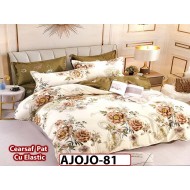 Lenjerie din finet 6 piese si cearceaf cu Elastic - AJOJO81