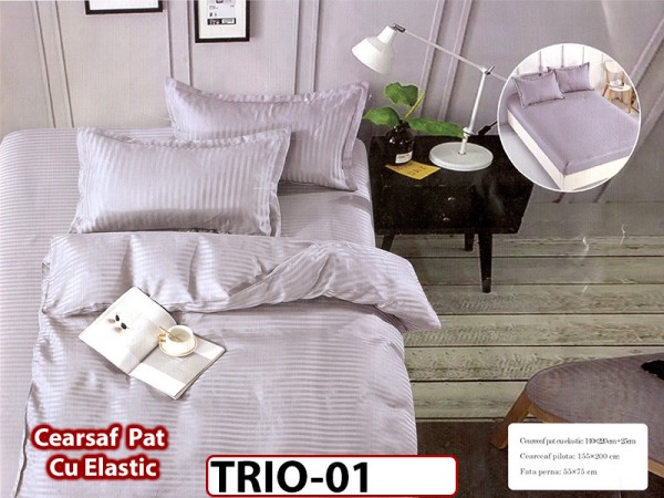 Lenjerie din Bumbac Satinat 3 piese cu elastic - TRIO01