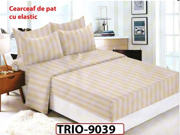 Lenjerie de pat dublu cu elastic din Damasc Finetat Deluxe 6 piese - TRIO9039