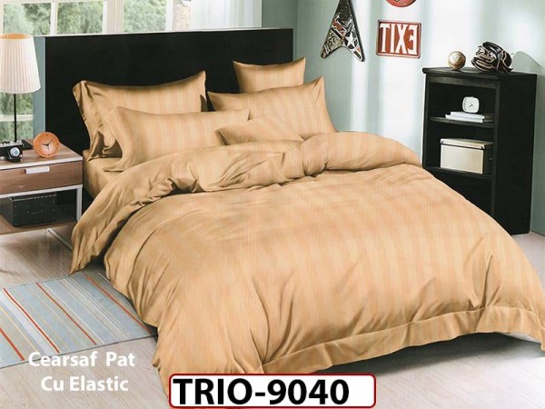 Lenjerie de pat dublu cu elastic din Damasc Finetat Deluxe 6 piese - TRIO9040