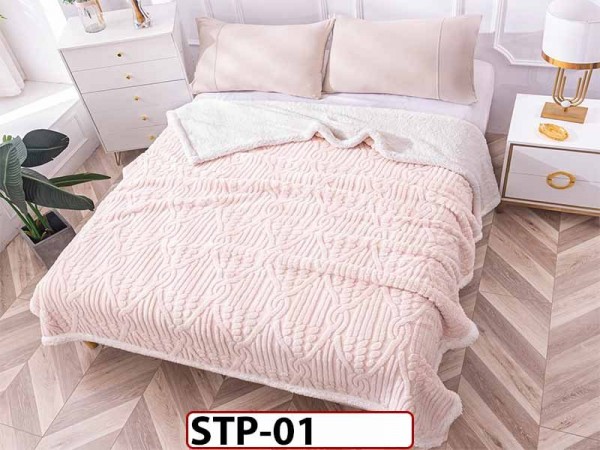 Patura Pufoasa Cocolino cu Blanita, tip tricotaj impletit, pentru pat dublu 200x230cm STP01