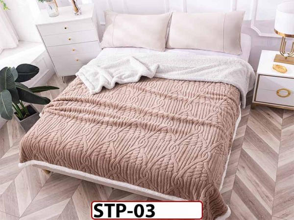 Patura Pufoasa Cocolino cu Blanita, tip tricotaj impletit, pentru pat dublu 200x230cm STP03