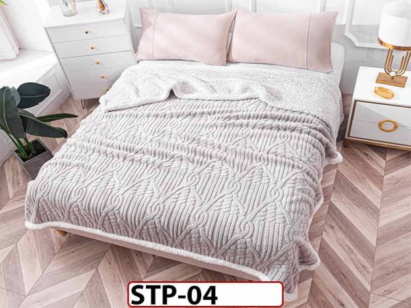Patura Pufoasa Cocolino cu Blanita, tip tricotaj impletit, pentru pat dublu 200x230cm STP04