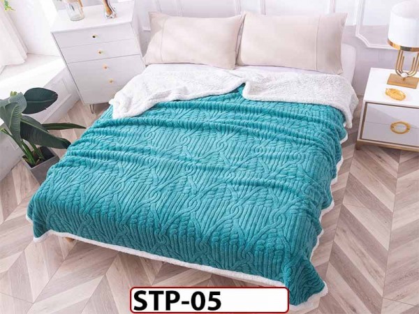 Patura Pufoasa Cocolino cu Blanita, tip tricotaj impletit, pentru pat dublu 200x230cm STP05