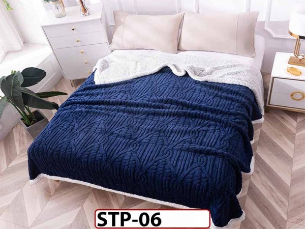 Patura Pufoasa Cocolino cu Blanita, tip tricotaj impletit, pentru pat dublu 200x230cm STP06