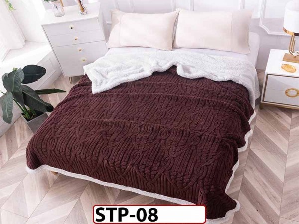 Patura Pufoasa Cocolino cu Blanita, tip tricotaj impletit, pentru pat dublu 200x230cm STP08