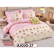 Lenjerie din finet 6 piese si cearceaf cu Elastic - AJOJO27