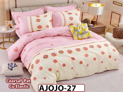 Lenjerie din finet 6 piese si cearceaf cu Elastic - AJOJO27 Lenjerie din finet 6 piese si cearceaf cu Elastic - AJOJO27