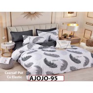 Lenjerie din finet 6 piese si cearceaf cu Elastic - AJOJO95