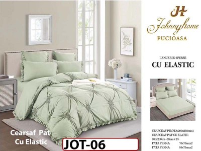 Lenjerie DELUXE din Bumbac Finetat cu volanase cu Cearceaf elastic - JOT06 Lenjerie DELUXE din Bumbac Finetat cu volanase cu Cearceaf elastic - JOT06