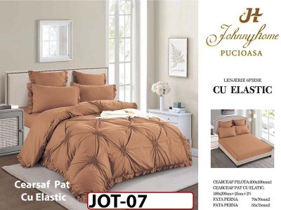 Lenjerie DELUXE din Bumbac Finetat cu volanase cu Cearceaf elastic - JOT07 Lenjerie DELUXE din Bumbac Finetat cu volanase cu Cearceaf elastic - JOT07