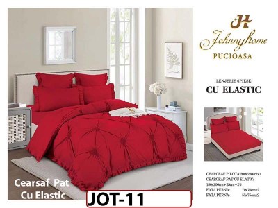 Lenjerie DELUXE din Bumbac Finetat cu volanase cu Cearceaf elastic - JOT11 Lenjerie DELUXE din Bumbac Finetat cu volanase cu Cearceaf elastic - JOT11