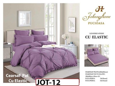 Lenjerie DELUXE din Bumbac Finetat cu volanase cu Cearceaf elastic - JOT12 Lenjerie DELUXE din Bumbac Finetat cu volanase cu Cearceaf elastic - JOT12