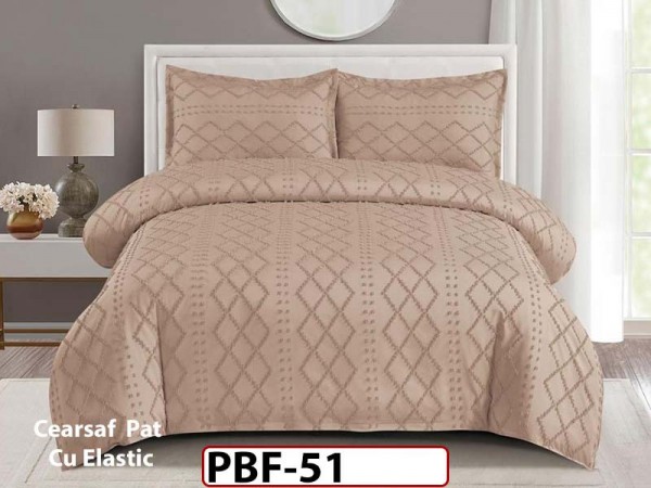 Lenjerie pat dublu din Bumbac Finetat cu Smocuri Brodate din 4 piese Cu Cearceaf Elastic - PBF51 Lenjerie pat dublu din Bumbac Finetat cu Smocuri Brodate din 4 piese Cu Cearceaf Elastic - PBF51