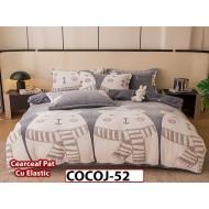 Lenjerie De Pat COCOLINO de 2 Persoane cu Ceacrceaf Elastic 4 piese - COCOJ52