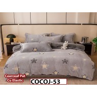 Lenjerie De Pat COCOLINO de 2 Persoane cu Ceacrceaf Elastic 4 piese - COCOJ53