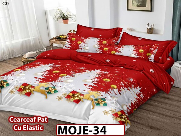 Lenjerie din finet  6 piese si cearceaf cu elastic - MOJE34