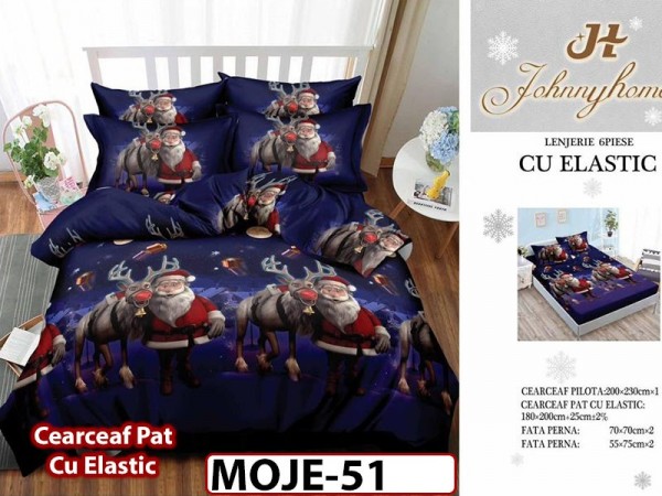 Lenjerie din finet  6 piese si cearceaf cu elastic - MOJE51