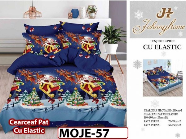 Lenjerie din finet  6 piese si cearceaf cu elastic - MOJE57