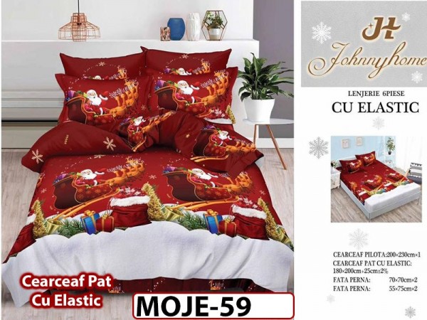 Lenjerie din finet  6 piese si cearceaf cu elastic - MOJE59