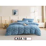 Lenjerie din Bumbac Satinat cu Elastic si Broderie cu 4 Piese - CASA10