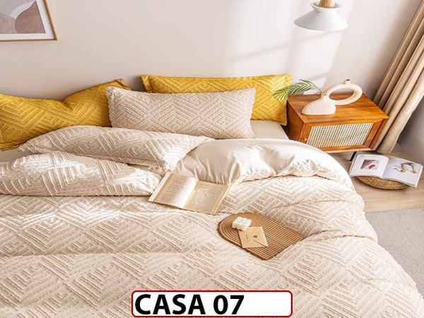 Lenjerie din Bumbac Satinat cu Elastic si Broderie cu 4 Piese - CASA07