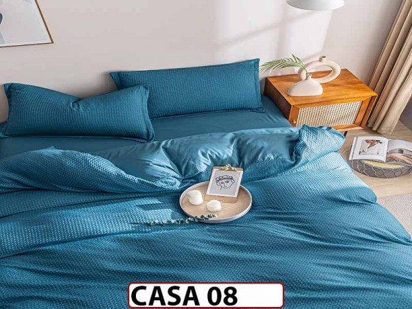 Lenjerie din Bumbac Satinat cu Elastic si Broderie cu 4 Piese - CASA08