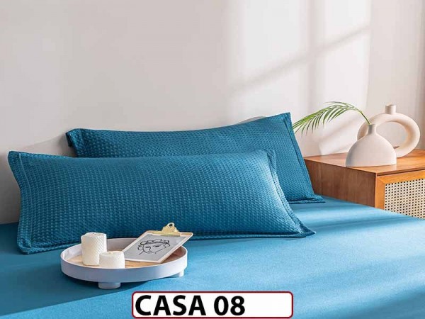 Lenjerie din Bumbac Satinat cu Elastic si Broderie cu 4 Piese - CASA08