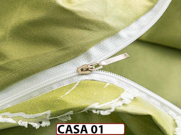 Lenjerie din Bumbac Satinat cu Elastic si Broderie cu 4 Piese - CASA01