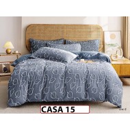 Lenjerie din Bumbac Satinat cu Elastic si Broderie cu 4 Piese - CASA15