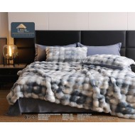 Lenjerie pentru pat dublu extra  pufoasa din Blanita artificiala de Iepure din 6 piese - BIJ08