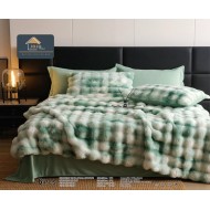 Lenjerie pentru pat dublu extra  pufoasa din Blanita artificiala de Iepure din 6 piese - BIJ11