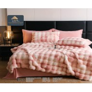 Lenjerie pentru pat dublu extra  pufoasa din Blanita artificiala de Iepure din 6 piese - BIJ10