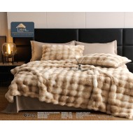 Lenjerie pentru pat dublu extra  pufoasa din Blanita artificiala de Iepure din 6 piese - BIJ09