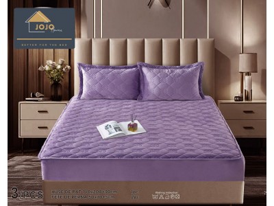 Husa matlasata tip topper din catifea  + 2 Fete de Perne - Saltea 140x200- HUM36