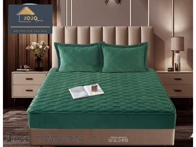 Husa matlasata tip topper din catifea  + 2 Fete de Perne - Saltea 140x200- HUM37 Husa matlasata tip topper din catifea  + 2 Fete de Perne - Saltea 140x200- HUM37