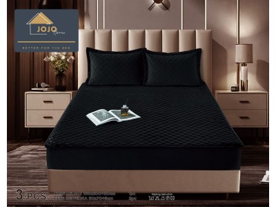 Husa matlasata tip topper din catifea + 2 Fete de Perne - Saltea 160x200- HUD44