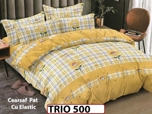 Lenjerie din FINET cu  6 piese cu cearceaf elastic - TRIO500