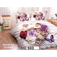 Lenjerie din FINET cu  6 piese cu cearceaf elastic - TRIO503