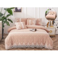 Lenjerie din bumbac neted 6 piese cu cearceaf elastic -BND01