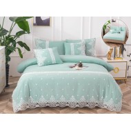 Lenjerie din bumbac neted 6 piese cu cearceaf elastic -BND02