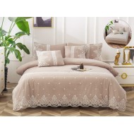 Lenjerie din bumbac neted 6 piese cu cearceaf elastic -BND03