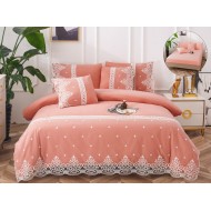 Lenjerie din bumbac neted 6 piese cu cearceaf elastic -BND05