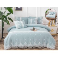 Lenjerie din bumbac neted 6 piese cu cearceaf elastic -BND06