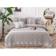 Lenjerie din bumbac neted 6 piese cu cearceaf elastic -BND07