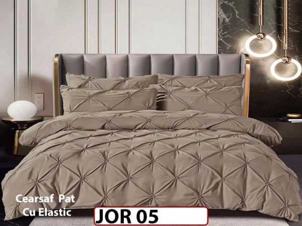 Lenjerie 160X200 din Finet 6 piese cu pliuri cu Cearceaf Elastic - JOR05