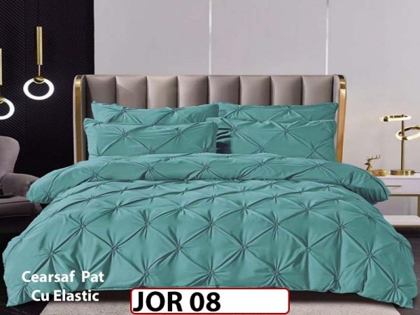 Lenjerie 160X200 din Finet 6 piese cu pliuri cu Cearceaf Elastic - JOR08