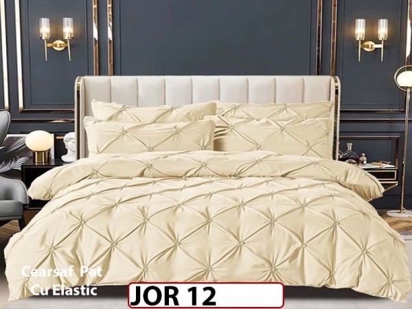 Lenjerie 160X200 din Finet 6 piese cu pliuri cu Cearceaf Elastic - JOR12