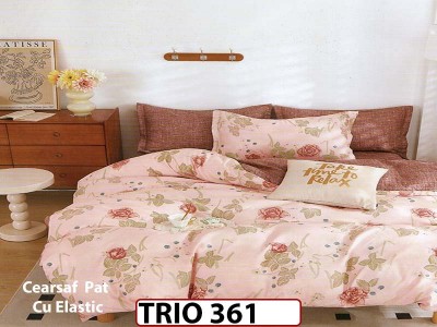 Lenjerie din FINET cu  6 piese cu cearceaf elastic - TRIO361 Lenjerie din FINET cu  6 piese cu cearceaf elastic - TRIO361